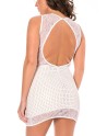 Robe simili cuir et dentelle blanche Lydia  - LDL12WHT