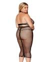 Ensemble 2 pièces grande taille, soutien gorge et jupe longue transparente noir - DG12770XBLK