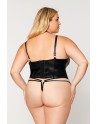 Bustier wetlook grande taille et string assorti noir - DG12761XBLK