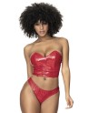 Ensemble lingerie Deux Pièces Wet Look Rouge - MAL2741RED