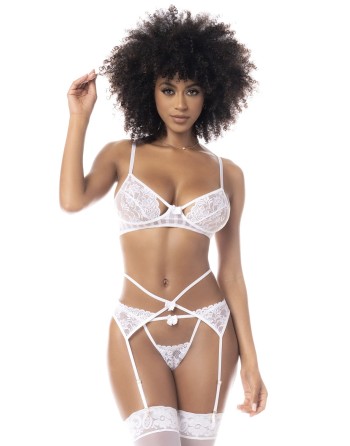 Ensemble blanc trois pièces lingerie sexy - MAL8743WHT