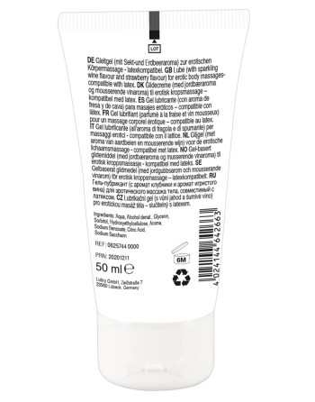 Lubrifiant et gel de massage végétalien comestible goût fraise/vin pétillant 50ml - R625744