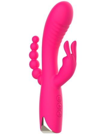 Vibromasseur triple stimulation très puissant rose USB - WS-NV062PNK