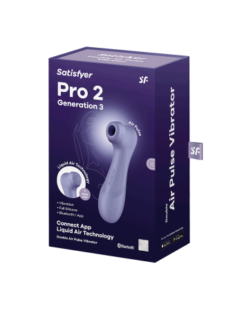 Stimulateur de clitoris 2 embouts Connecté avec technologie Liquid air Pro 2 Generation 3 violet USB Satisfyer - CC597815