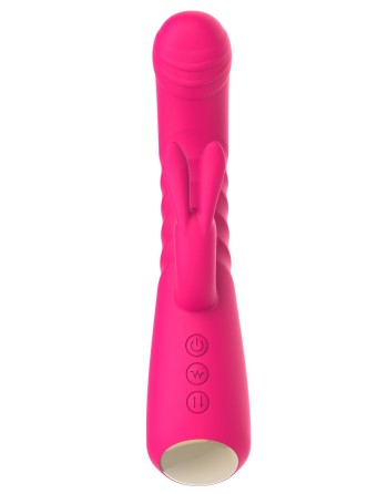 Vibromasseur rabbit rose chauffant avec fonction va-et-vient, USB - WS-NV040