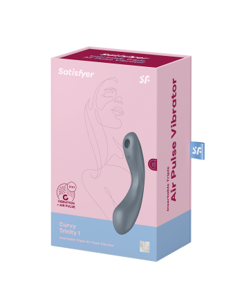 2 en 1 Stimulateur clitoridien air pulsé et vibromasseur point G Curvy Trinity 1 Gris Satisfyer - CC597819