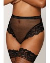 String résille taille haute avec porte-jarretelles noir - DG1478BLK