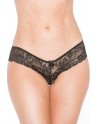 Tanga string noir en dentelle avec noeud arrière - SOH31035BLK