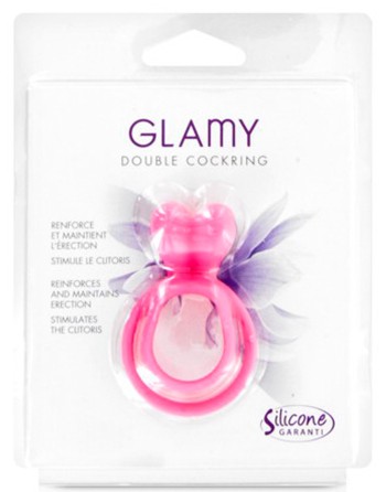 Double cockring rose avec stimulateur de clitoris - CC5710050050