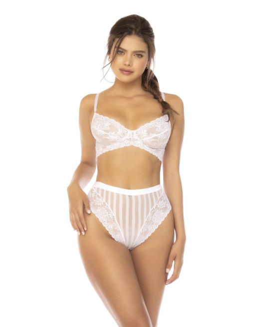 Ensemble 2 pièces blanc Emberly, soutien gorge et culotte taille haute - MAL8842WHT