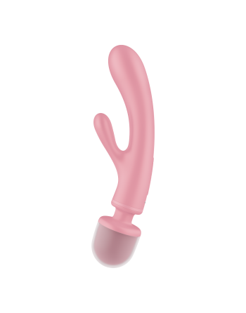 2 en 1 Vibromasseur rabbit et wand rose USB Triple Lover Satisfyer - CC597843