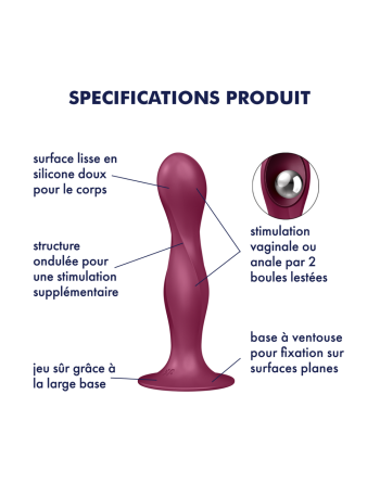 Gode ventouse silicone rouge Double Ball-R Satisfyer - CC597842